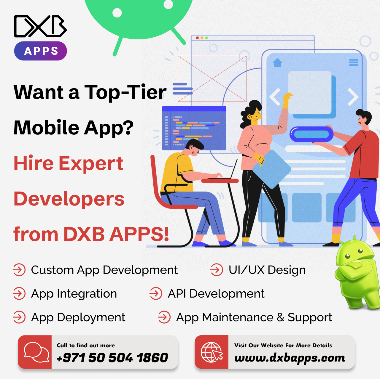 Team of Mobile App Developers at DXB APPS creating future-ready apps